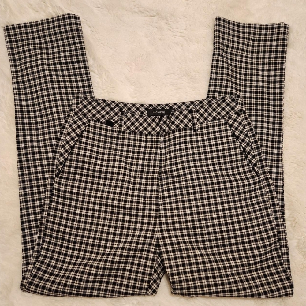 Glassons Black and White Trousers Classic Checker Pattern
